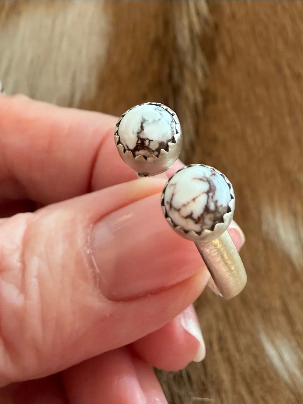 ❤️ Wild Horse Jasper Magnesite Sterling Silver Floater Ring Sz 9.5+ Adj Unisex